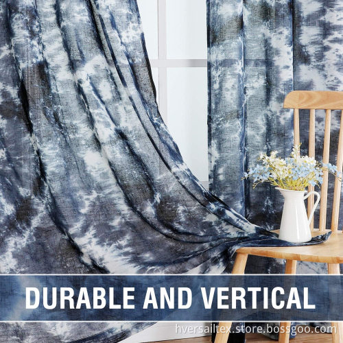Manual Tie Dye Linen Semi Sheers Navy Curtains